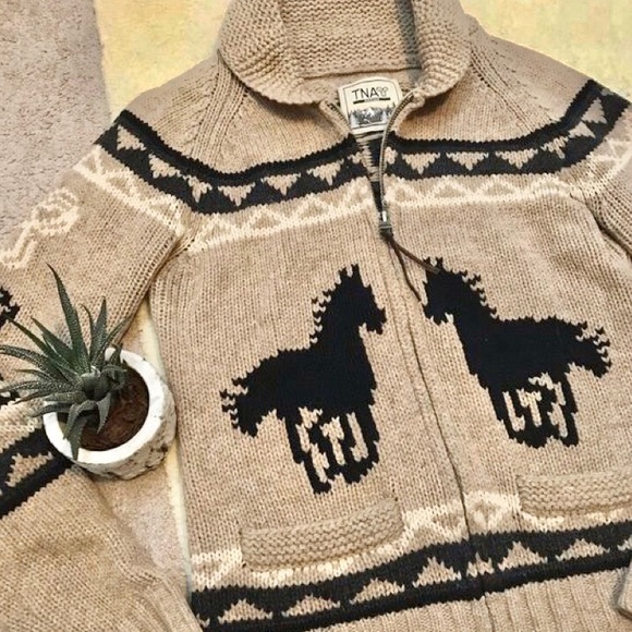 Aritzia Sweaters - Aritzia TNA Sea to Sky Wool Beige Horse Cardigan